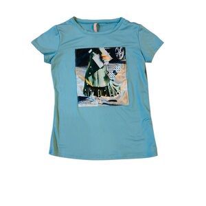 Emme Jordan Sz M Short Sleeve Top Blue Woman